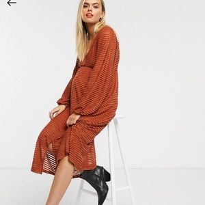 NWT ASOS DESIGN Maternity long sleeve burnout stripe midi dress